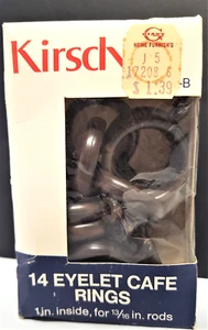 14 KIRSCH Eyelet Cafe Curtain Rings Pole Rod New Brown Plastic 1" ID 1441-B Sew - Picture 1 of 16