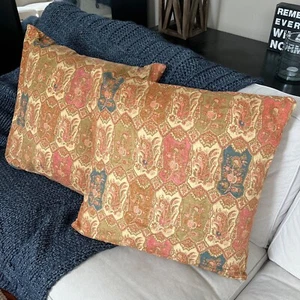 RARE 2 Pottery Barn  Paisley Floral Tile 24" Medallion Pillow Cover Multi Color - Picture 1 of 9