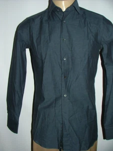 NEW WOT CANALI DRESS SHIRT SIZE 15 34 COTTON MADE IN ITALY CHARCOAL SOLID #465 - Picture 1 of 5
