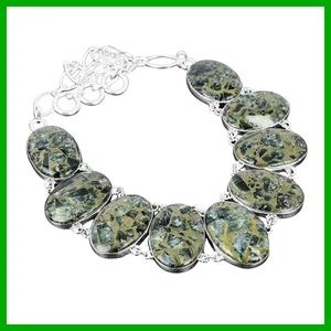Friendship Day Deal Copper Seraphinite Gemstone Ethnic Chain Necklace 925 Silver - Picture 1 of 7