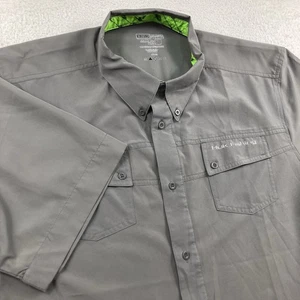 Camicia Huk Fishing Next Level Uomo XL Grigio Bottoni Maglia Schiena Performance Outdoor - Foto 1 di 9