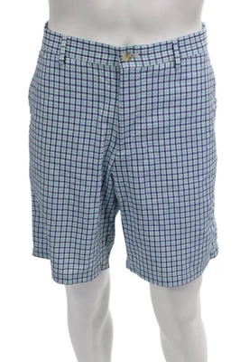 Pantalones cortos chinos Peter Millar para hombre a cuadros azules talla 34 Foto 1 de 4