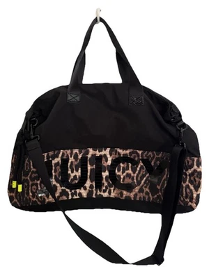 WOMENS JUICY COUTURE BLACK TAN LEOPARD TEXTILE TOTE SHOULDER HANDBAG * - Image 1 of 4