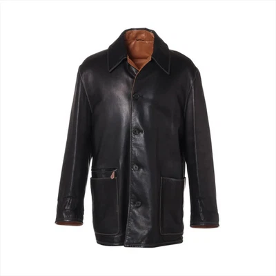 Chaqueta de cuero Hermès piel de cordero 52 para hombre negra Foto 1 de 4