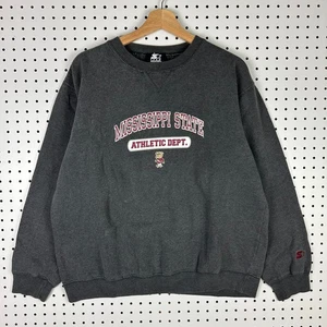 Sudadera Mississippi State Bulldogs Cuello Redondo Medio Starter Gris Granate Y2K - Imagen 1 de 7