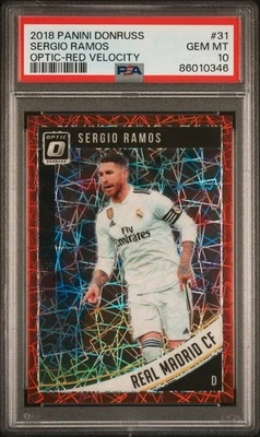 2018 PANINI DONRUSS #31 SERGIO RAMOS OPTIC-RED VELOCITY PSA 10 POP 1 /50 - Image 1 of 2