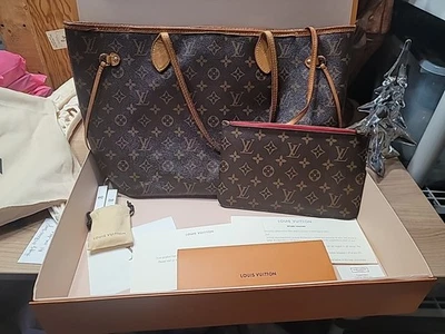Bolso Louis Vuitton Neverfull MM Monograma con Bolsillo • Caja, Bolsa para el Polvo, Tarjetas Foto 1 de 4