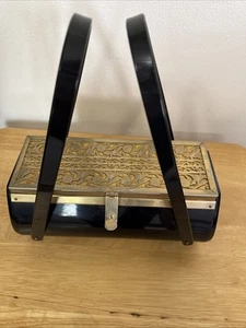 Borsa rettangolare VINTAGE Toro NYC lucite/bachelite filigrana oro ottone ritagliato - Foto 1 di 8