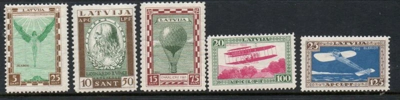 Latvia Sc CB9-CB13 Airmail History of Flight  stamp set mint - Image 1 of 1