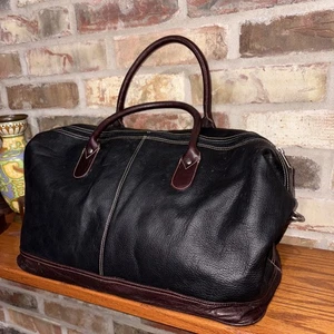 "Lona de viaje Latico marrón guijarro cuero genuino fin de semana cabina dos tonos 18""" - Imagen 1 de 7