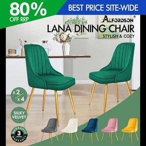 ALFORDSON Dining Chairs Kitchen Accent Lounge Padded Tufted Seat Velvet x2/x4 - Picture 1 of 121