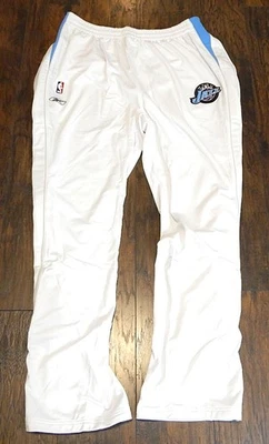 Utah Jazz NBA Reebok Team Issued Warm Up Pants White Blue 4XL Tall - Image 1 of 3
