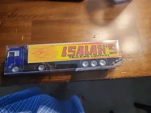 Vintage Isalah's Trucking Company Semi Tractor Trailer Yellow/Flame Cab 1/64 NIB - Picture 1 of 5
