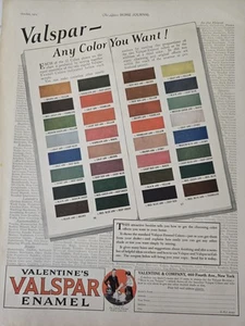 1925 Valentine's Valspar paint Color Chart vintage ad  - Picture 1 of 1