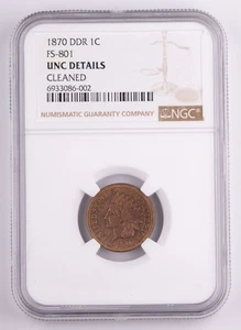 Certified Error 1870 DDR Indian Head Cent NGC UNC details FS-801 1c Penny IHC - Picture 1 of 5
