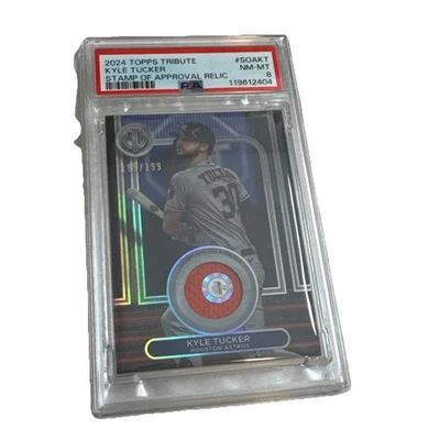 2024 TOPPS TRIBUTE STAMP OF APPROVAL RELICS #SOAKT KYLE TUCKER /199 PSA 8 - Image 1 of 3