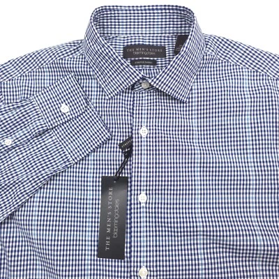 $108 Bloomingdales Blue Slim Fit Stretch Button Up Shirt Mens Size Small - Image 1 of 4