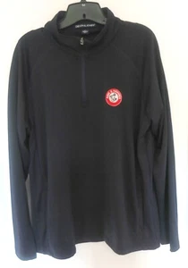 MENS DEVON & JONES ARM & HAMMER 1/4 ZIP L/S PULLOVER SHIRT NAVY BLUE SIZE LARGE - Picture 1 of 7