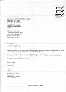Dr DJ David J Galton Signed Autograph Letter UK Genetics Eugenics Doctor London - Bild 1 von 2