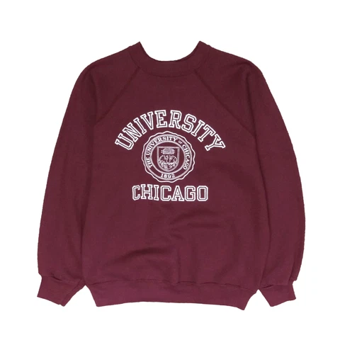Vintage University Of Chicago Crest Champions Sweatshirt Size Medium Maroon 80s Cover