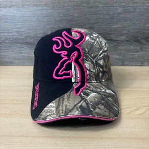 Browning Hat Cap Strap Back Womens Black Pink Camo Hunting Outdoors Adjustable - Picture 1 of 10