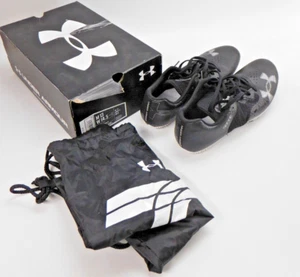 Zapatos de 4 pistas Under Armour Racing Kick Sprint negros blancos hombres 13 mujeres 14,5 - Imagen 1 de 12