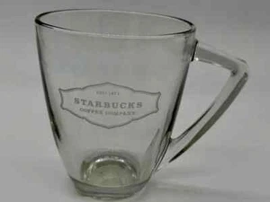Starbucks Coffee Company est. 1971 Clear Glass Etched Badge Logo Mug 14oz USA - Picture 1 of 7