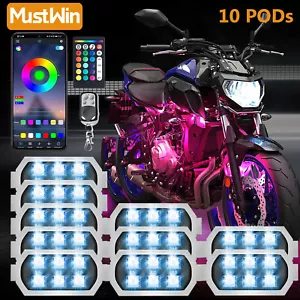 10 Pods RGB LED Rock Lights for Motorcycle Underglow Light Kit with APP Control - Bild 1 von 9