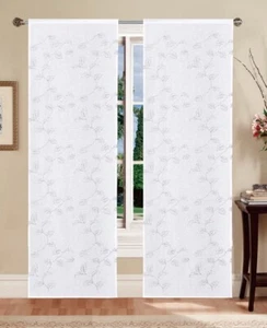 Coppia tende arredamento tendine cucina salotto bianchi ricamate EGLE GRIGIO - Foto 1 di 6