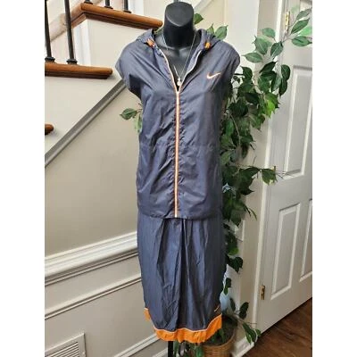 Vintage Nike Womens Blue Hooded Windbreaker Jacket & Pant 2 Pc's Track Suit XL - Image 1 of 4