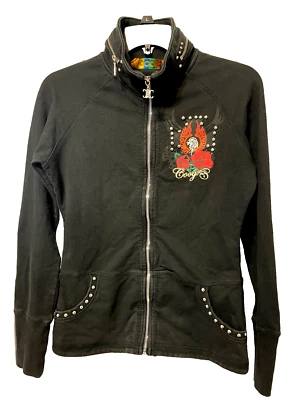 Sudadera Coogi Cremallera Mujer Pequeña Y2K Adornada Tachonada Rosas Motociclista Gótico Foto 1 de 4