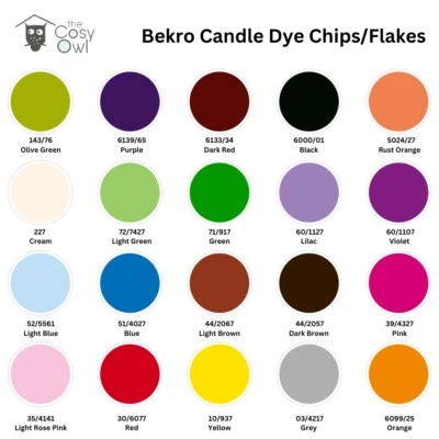 Bekro Dye Candle Making Wax Melts Chips Flakes Various Colours | Cosy Owl Craft - Image 1 of 4