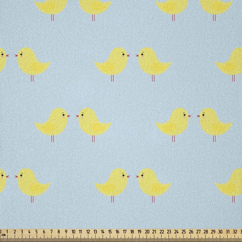 Gelber Vogel Microfaser Stoff als Meterware Tiny Baby Hühner - Bild 1 von 1