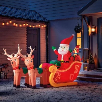 Inflatable Santa in Sleigh with Reindeer 5ft Christmas Xmas - Ex Display Boxed - Image 1 of 4