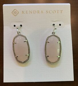 KENDRA SCOTT Faceted Dani Rose Quartz (Light Pink) Silver Tone Drop Earrings NWT
