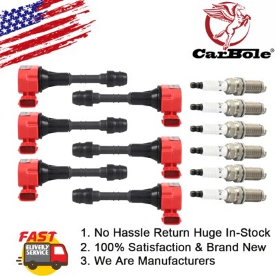 Paquete de 6 bujías de encendido y platino para Nissan Murano 2003 2004 2005-2007 3,5 L Foto 1 de 4