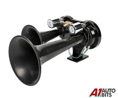 Diesel Train Air Horn Truck TGV Original 12-24v Twin Black Trumpet 24 Volt 170db - Image 1 of 4