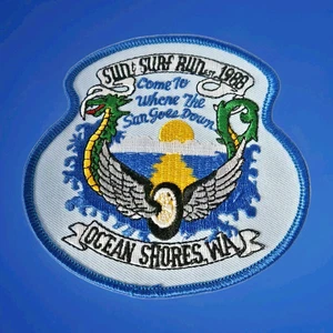 1988 Sun & Surf Run Ocean Shores Washington Motorrad Biker Aufnäher 4" x 4" - Bild 1 von 3