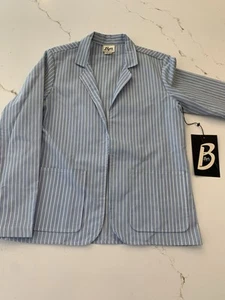NEW Vintage Byer California Blue & White Striped Blazer Open Front Size Small - Picture 1 of 12