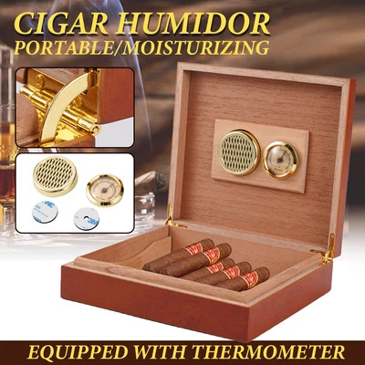 JIMBON Cedar Wood Cigar Humidor Case Desktop Storage Box Humifider Hygrometer 20 counts