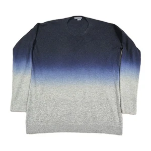 Vince Herren M Wolle Kaschmir Pullover Blau Grau Ombré Dip Dyed Pulli Langarm - Bild 1 von 7