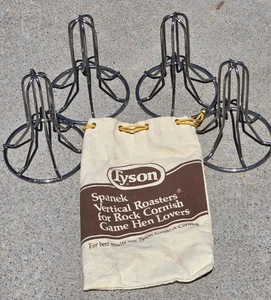 Juego de 4 gallinas vintage Tyson Spanek Vertical Roaster Rock Cornish Game + bolsa - Imagen 1 de 3