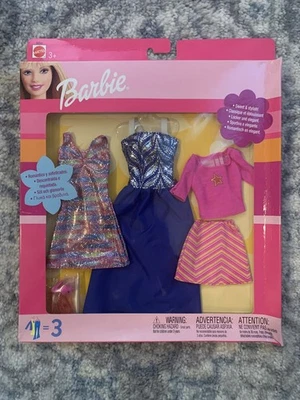 De colección Barbie 3 Moda Paquete de Regalo Mattel 2002 NUEVO # 68585 Trajes Raro Foto 1 de 2