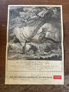 Johann Elias Ridinger (1698-1767) Deers Engraved 1741 Readers Digest Print - Picture 1 of 11