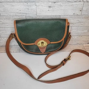 Vintage Dooney & Bourke Cavalry Trooper Allwetter Leder grün Umhängetasche LESEN - Bild 1 von 13