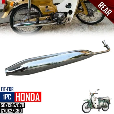Tubo de escape cromado para Honda C50 C65 C70 C70K2 C90 Passport Foto 1 de 4