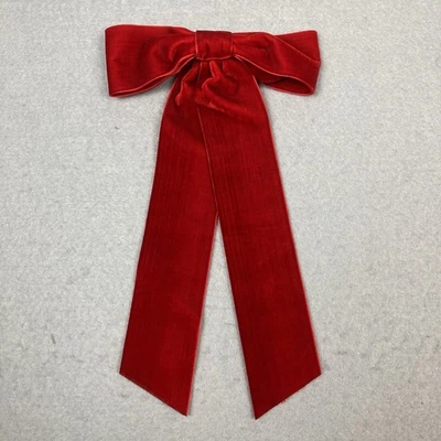 Clip de pelo J Crew de terciopelo con moño rojo OS clásico formal elegante pasador de vacaciones Foto 1 de 4