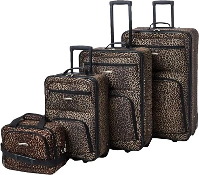 Juego de equipaje expandible Rockland Softside 4 piezas 14" 19" 24" 28" Leopardo Foto 1 de 4