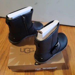 Ugg Australia Womens Bryce Black Leather 1009177 Ankle Boots Side Zip Size 6 - Picture 1 of 4