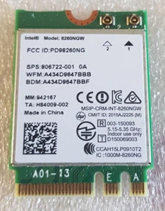 Intel 8260NGW WiFi & Bluetooth M.2 Wireless Card. - Photo 1/2